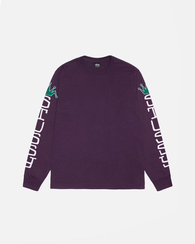 Stüssy Jumbo LS Pigment Dyed T-shirt Lila | Sverige 692FAMHVN