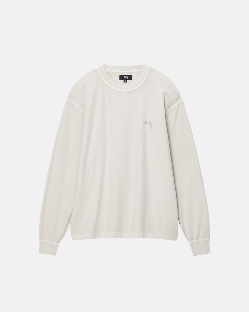 Stüssy Lazy LS T-shirt Beige | Sverige 310HSFQNT