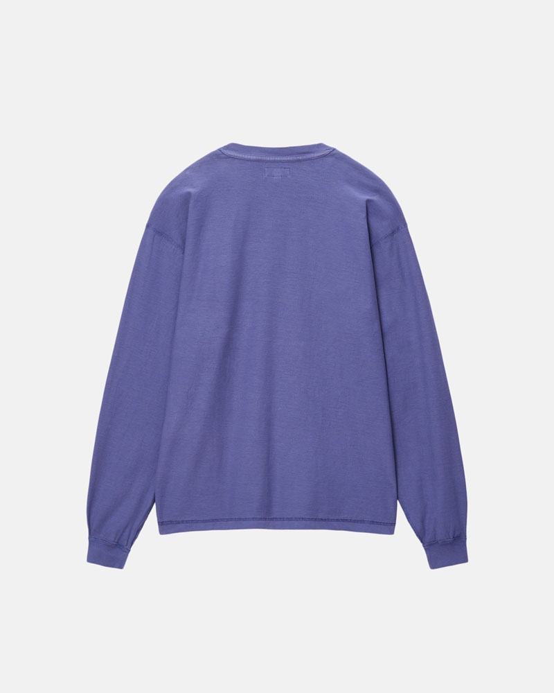 Stüssy Lazy LS T-shirt Mörkblå | Sverige 832QMKCXJ