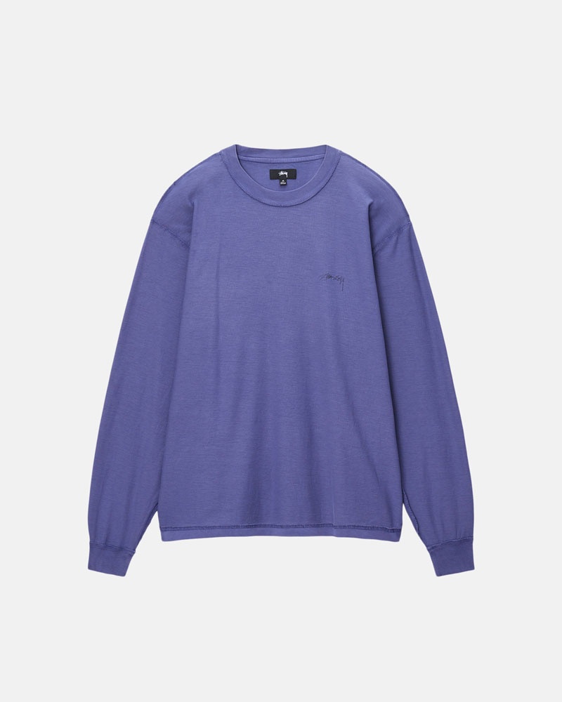 Stüssy Lazy LS T-shirt Mörkblå | Sverige 832QMKCXJ