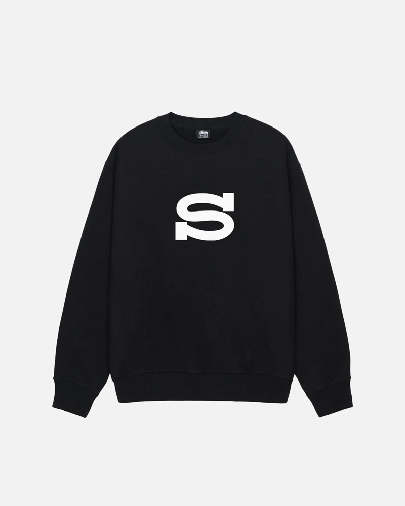 Stüssy Letterman Crew Sweatshirt Svarta | Sverige 697PUQYZE