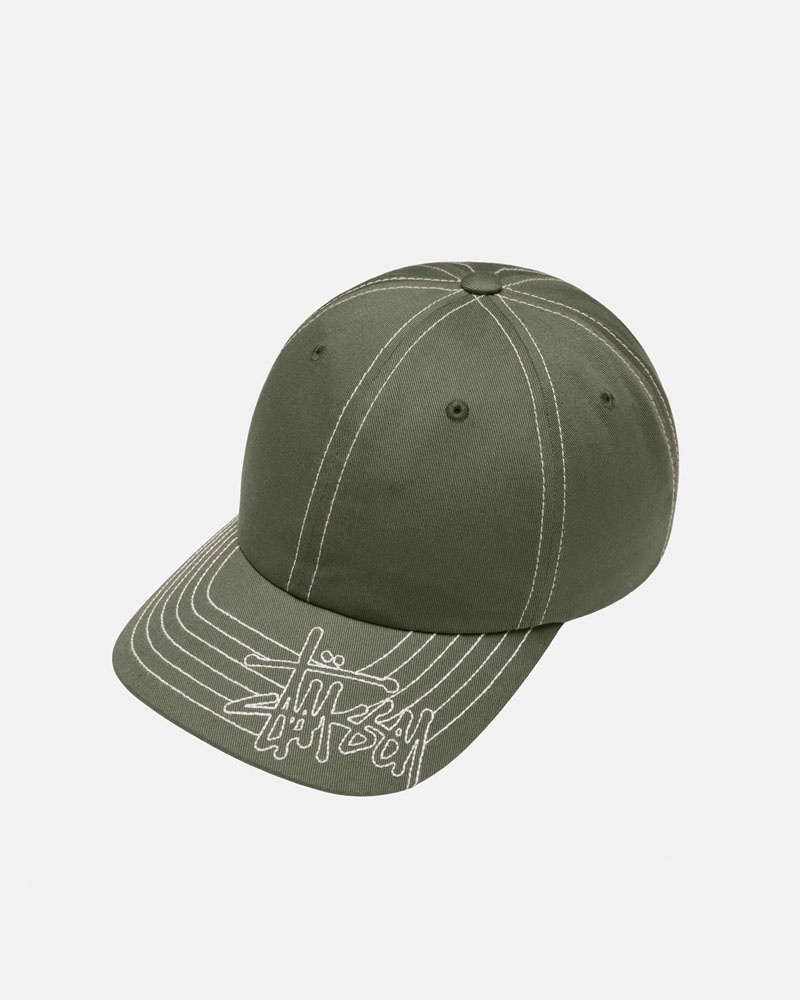 Stüssy Low Pro Basic Stitch Strapback Kepsar Olivgröna | Sverige 324IRHFPS