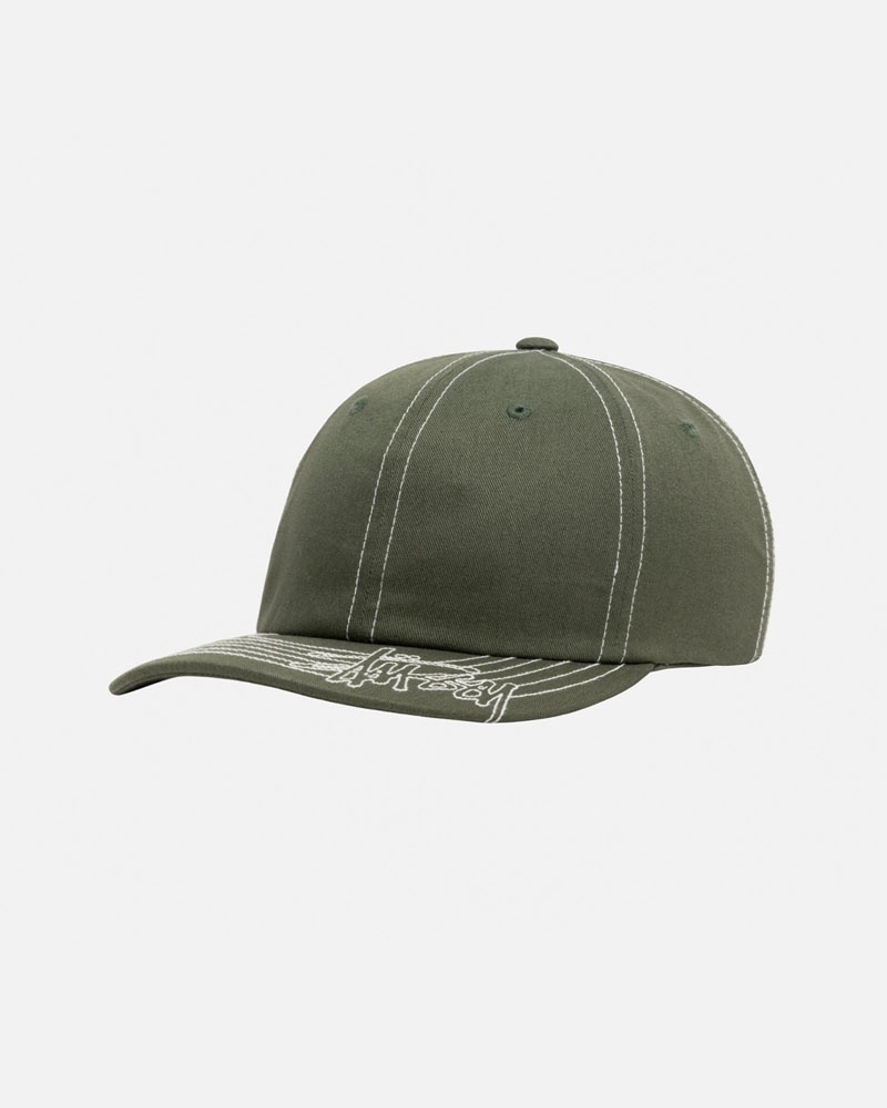 Stüssy Low Pro Basic Stitch Strapback Kepsar Olivgröna | Sverige 324IRHFPS