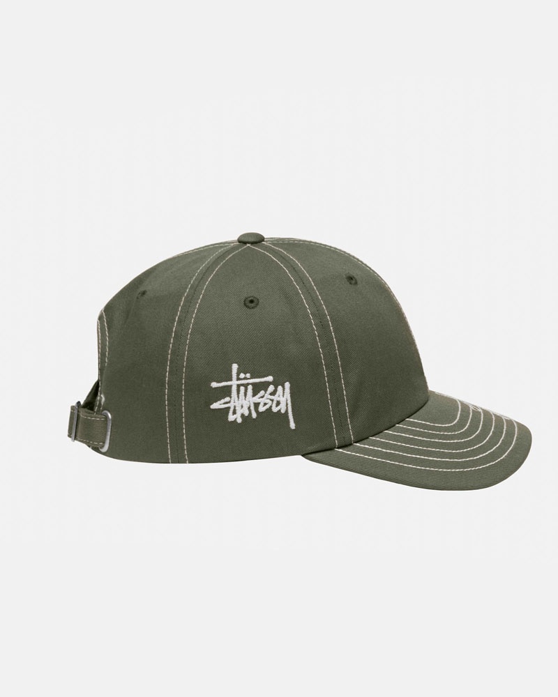 Stüssy Low Pro Basic Stitch Strapback Kepsar Olivgröna | Sverige 324IRHFPS