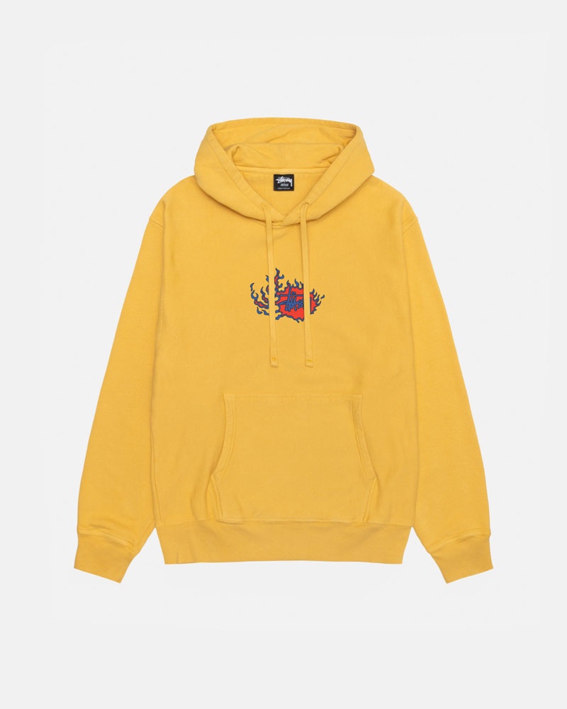 Stüssy Mosaic Dragon Pigment Dyed Hoodie Orange | Sverige 978ATQDSV