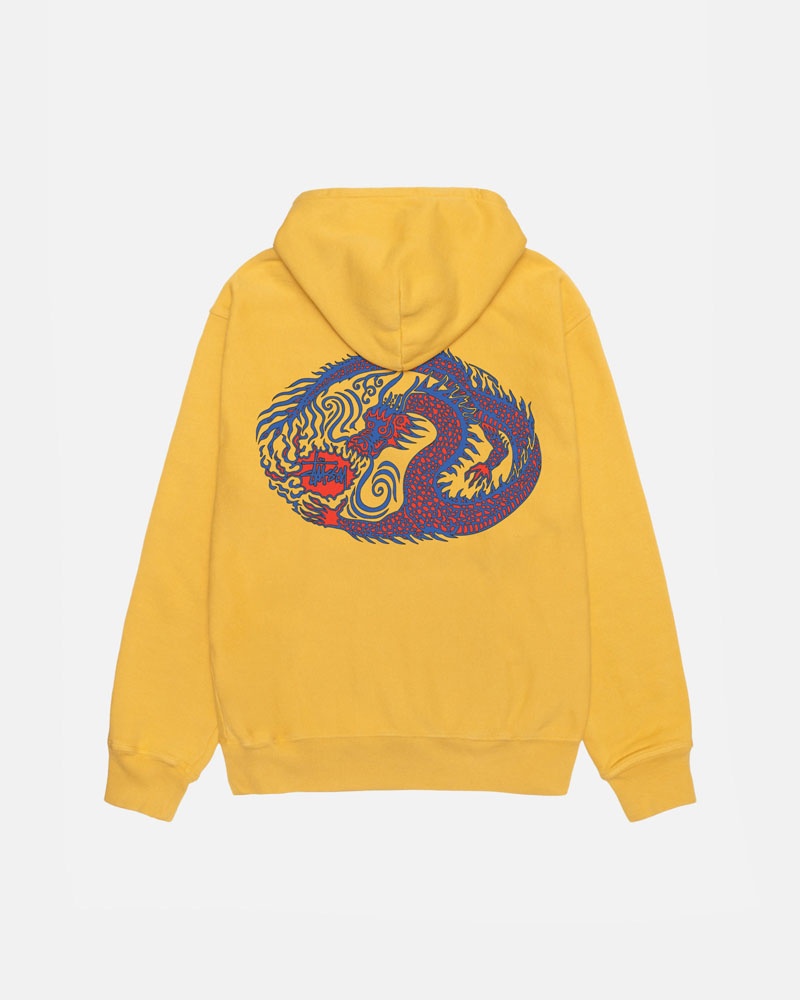 Stüssy Mosaic Dragon Pigment Dyed Hoodie Orange | Sverige 978ATQDSV