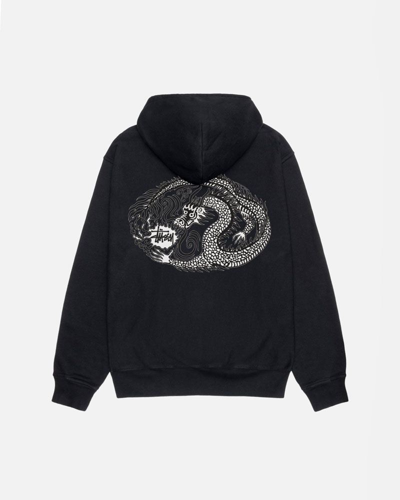 Stüssy Mosaic Dragon Pigment Dyed Hoodie Svarta | Sverige 862FLHODS