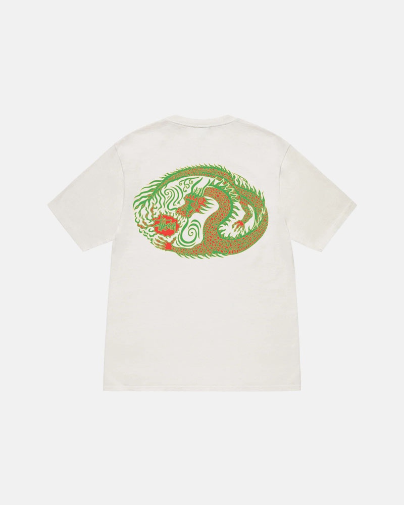 Stüssy Mosaic Dragon Pigment Dyed T-shirt Vita | Sverige 703MKSJYC