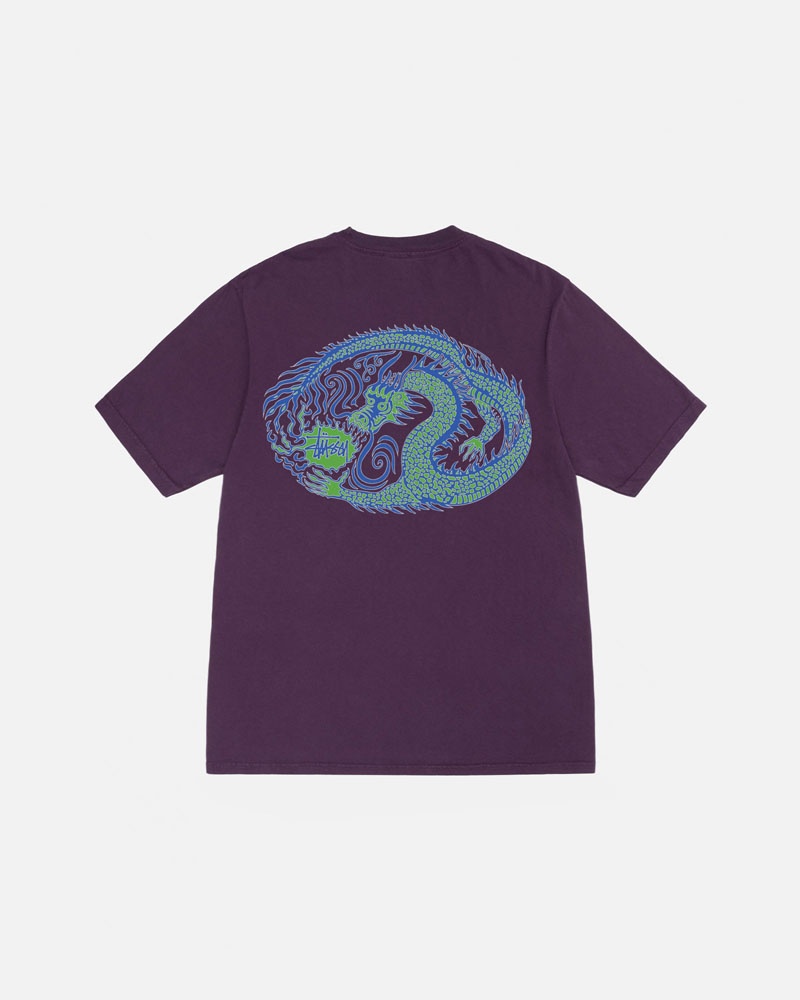 Stüssy Mosaic Dragon Pigment Dyed T-shirt Lila | Sverige 143GRHZML