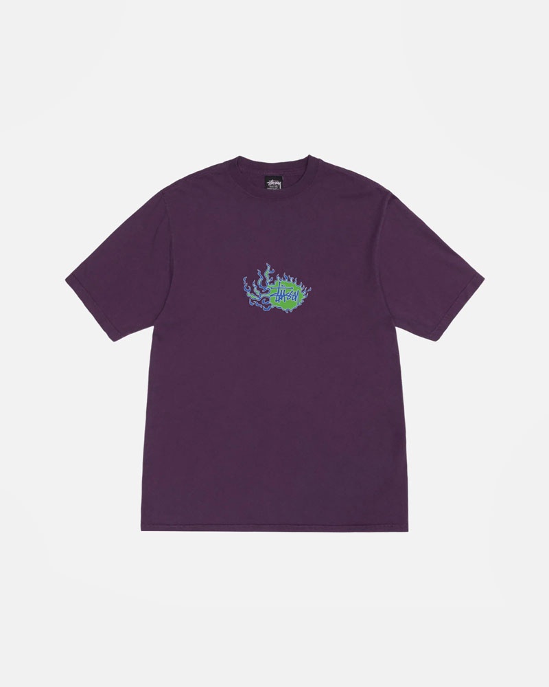 Stüssy Mosaic Dragon Pigment Dyed T-shirt Lila | Sverige 675OSYRMQ