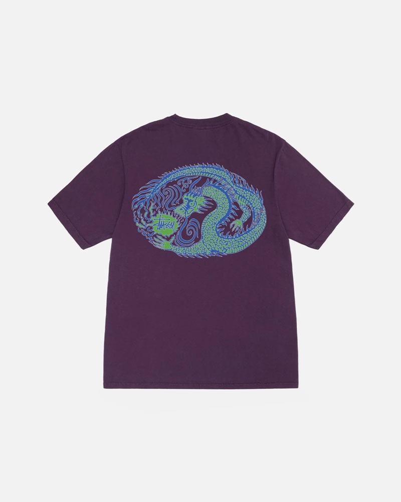 Stüssy Mosaic Dragon Pigment Dyed T-shirt Lila | Sverige 675OSYRMQ