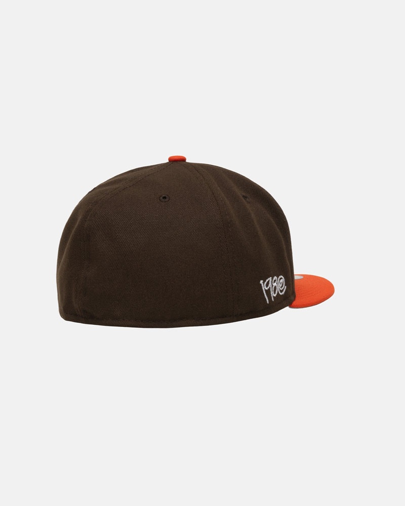 Stüssy New Era 59Fifty Curly S Kepsar Bruna Orange | Sverige 931OUKEAS