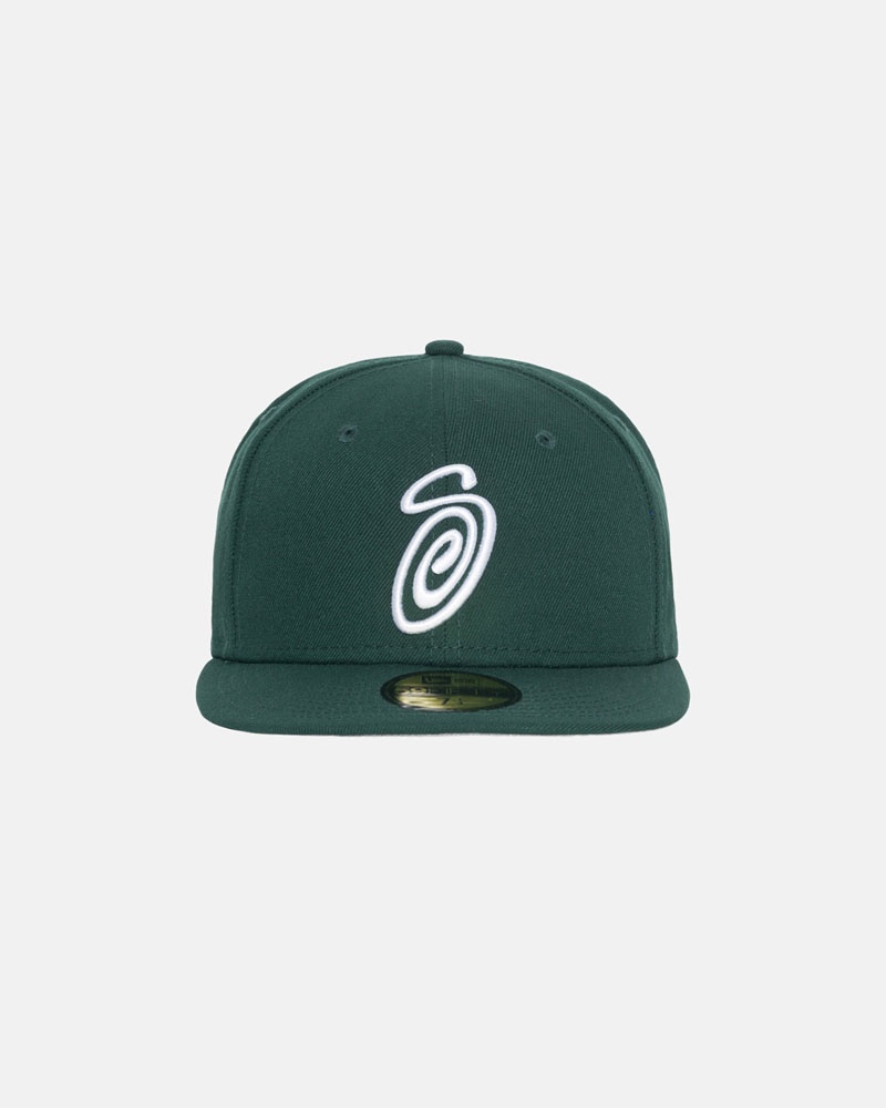 Stüssy New Era 59Fifty Curly S Kepsar Gröna | Sverige 402DIMYLZ