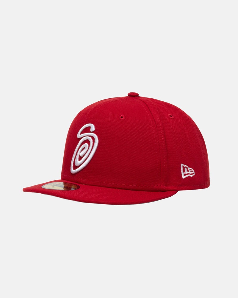 Stüssy New Era 59Fifty Curly S Kepsar Röda | Sverige 816STWVXL