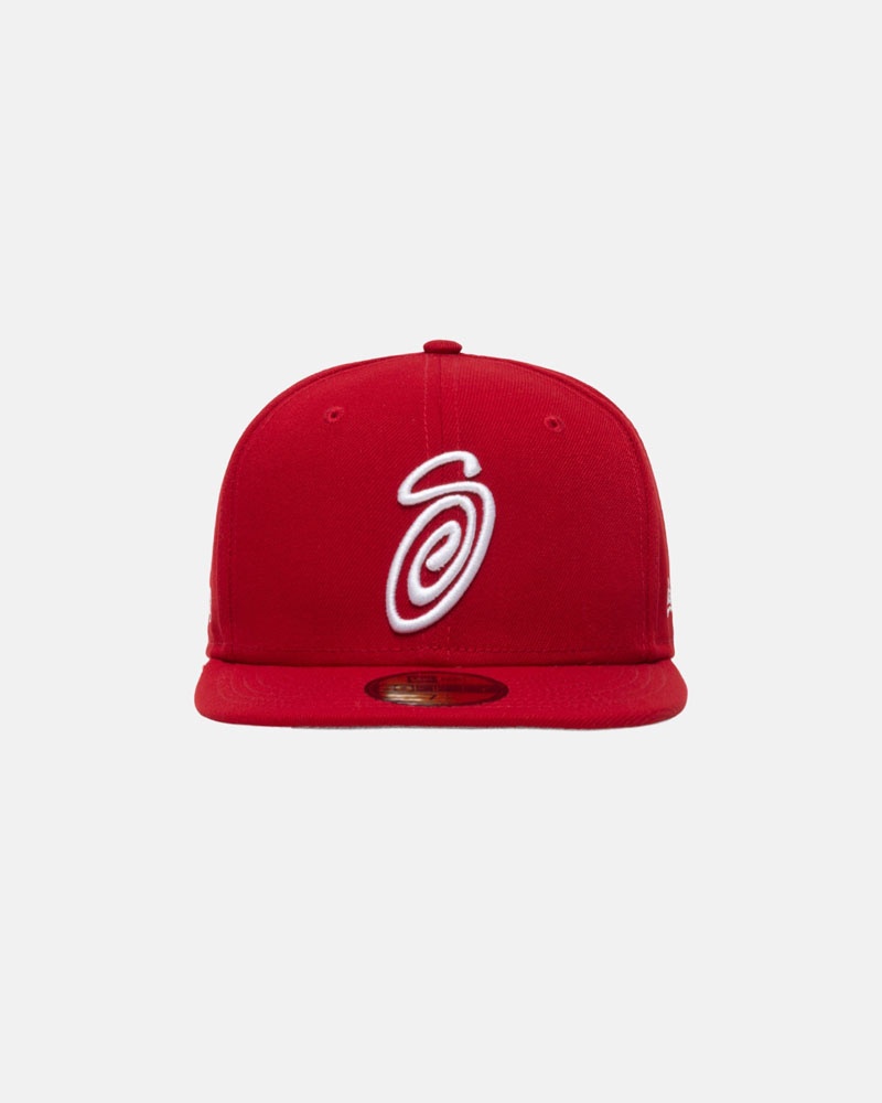 Stüssy New Era 59Fifty Curly S Kepsar Röda | Sverige 816STWVXL