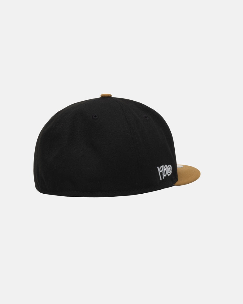 Stüssy New Era 59Fifty Curly S Kepsar Svarta Guld | Sverige 396JKVQFH