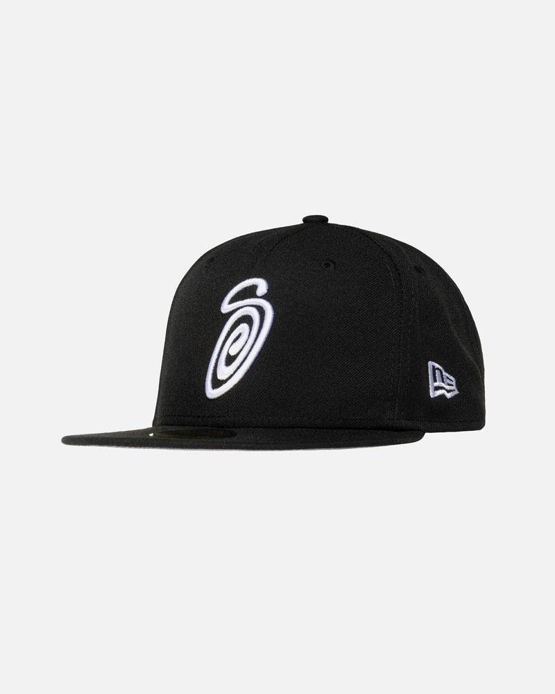 Stüssy New Era 59Fifty Curly S Kepsar Svarta | Sverige 892FSWTRK