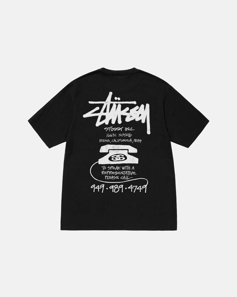 Stüssy Old Phone Pigment Dyed T-shirt Svarta | Sverige 023GTWHLS