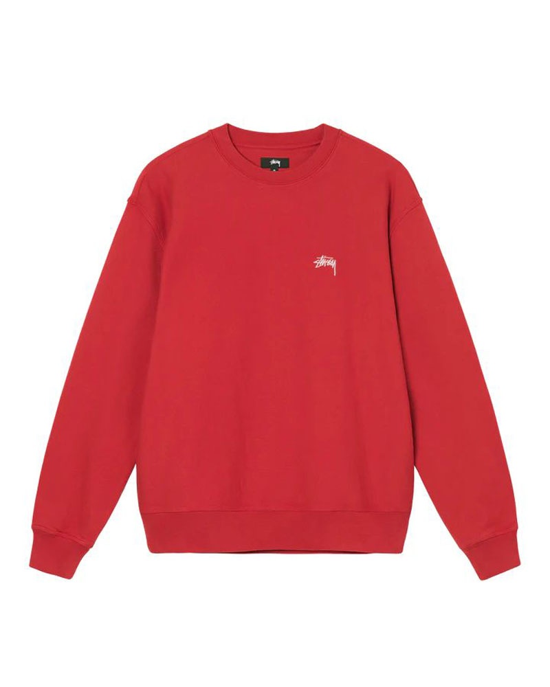 Stüssy Overdyed Stock Logo Crew Sweatshirt Röda | Sverige 019MCRGVS