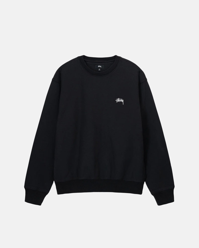 Stüssy Overdyed Stock Logo Crew Sweatshirt Svarta | Sverige 405WRUFPY