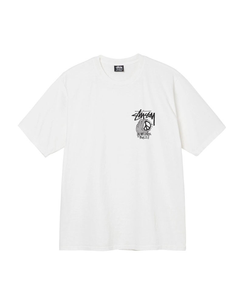 Stüssy Peace Hand Pigment Dyed T-shirt Vita | Sverige 704VGDCZX