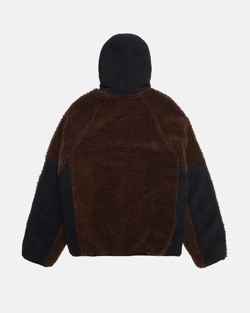 Stüssy Sherpa Paneled Hooded Jacka Bruna | Sverige 452JYVLBK