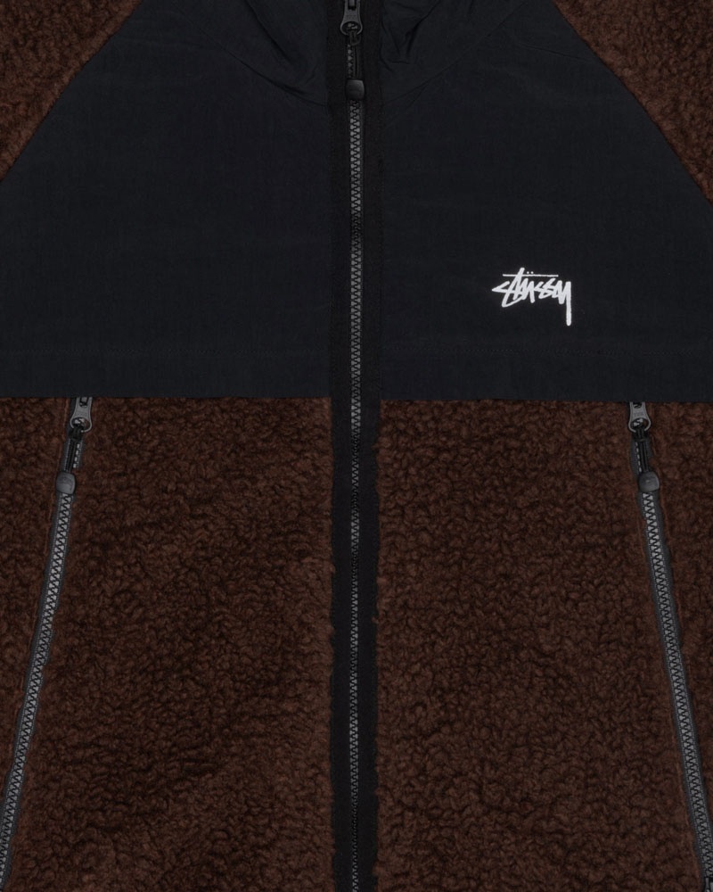 Stüssy Sherpa Paneled Hooded Jacka Bruna | Sverige 452JYVLBK