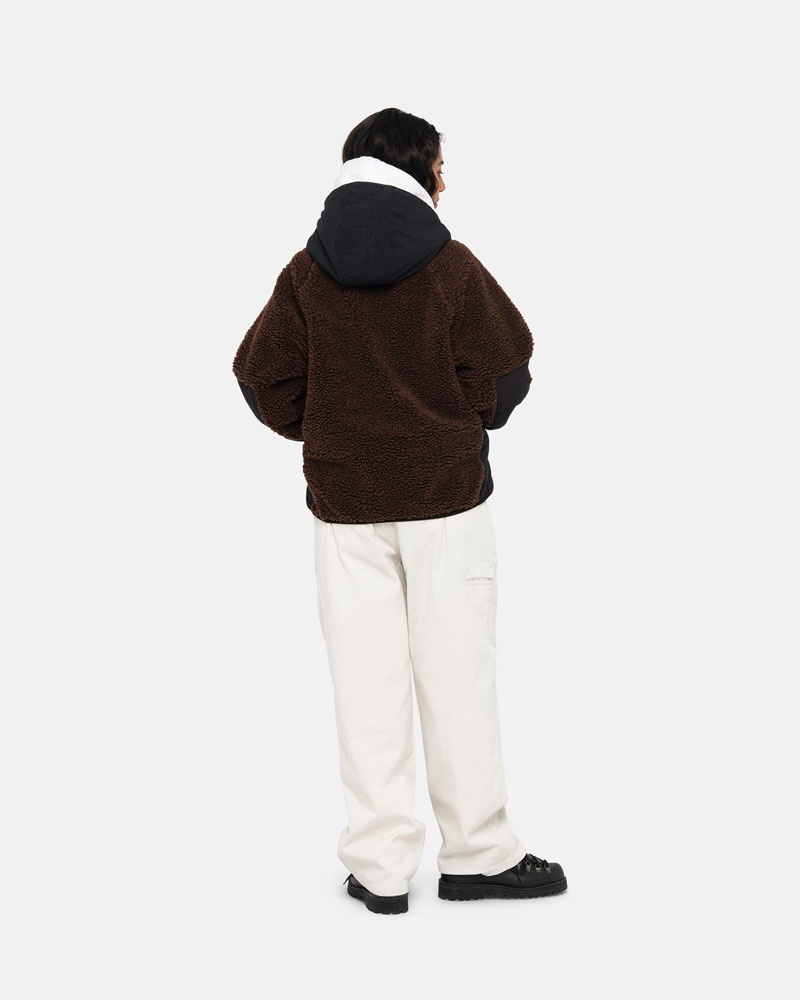 Stüssy Sherpa Paneled Hooded Jacka Bruna | Sverige 452JYVLBK