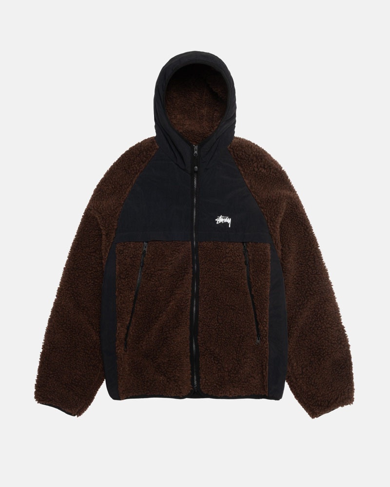 Stüssy Sherpa Paneled Hooded Jacka Bruna | Sverige 452JYVLBK