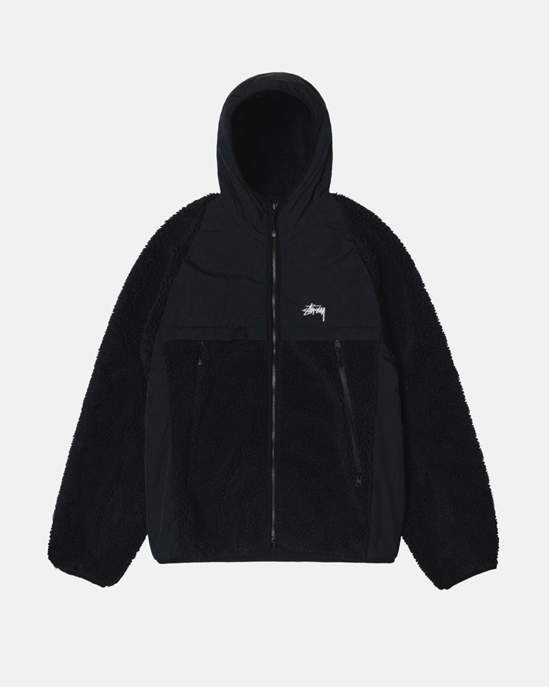 Stüssy Sherpa Paneled Hooded Jacka Svarta | Sverige 370HFUDNY