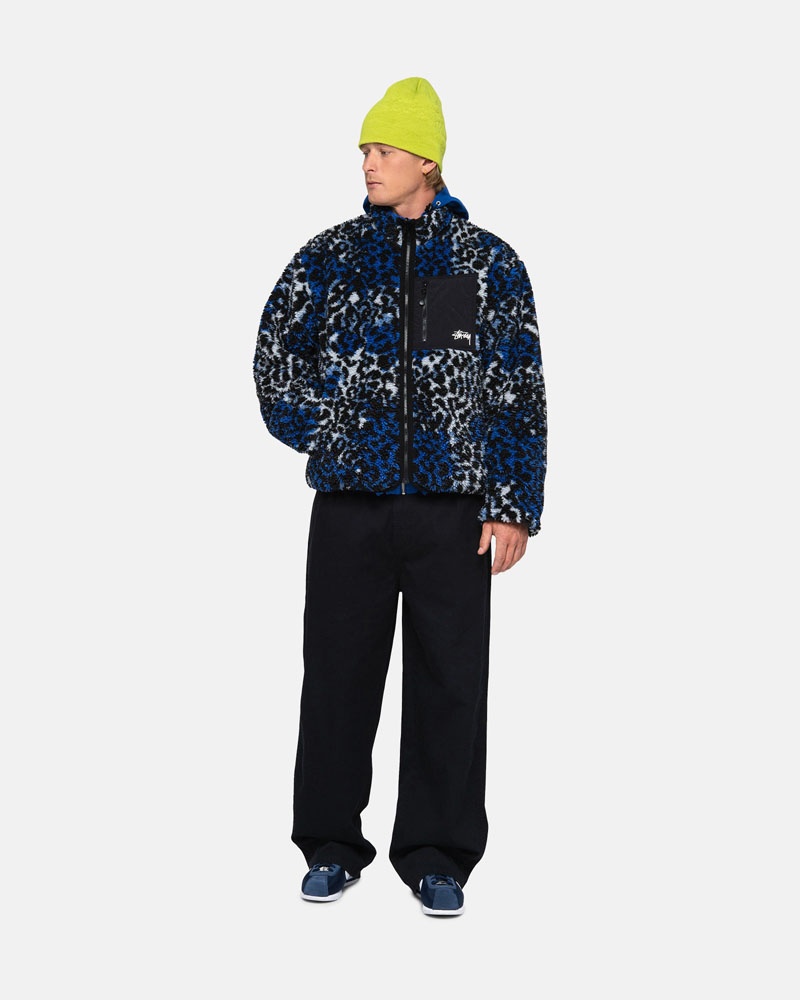 Stüssy Sherpa Reversible Jacka Leopard | Sverige 476VRBYMH