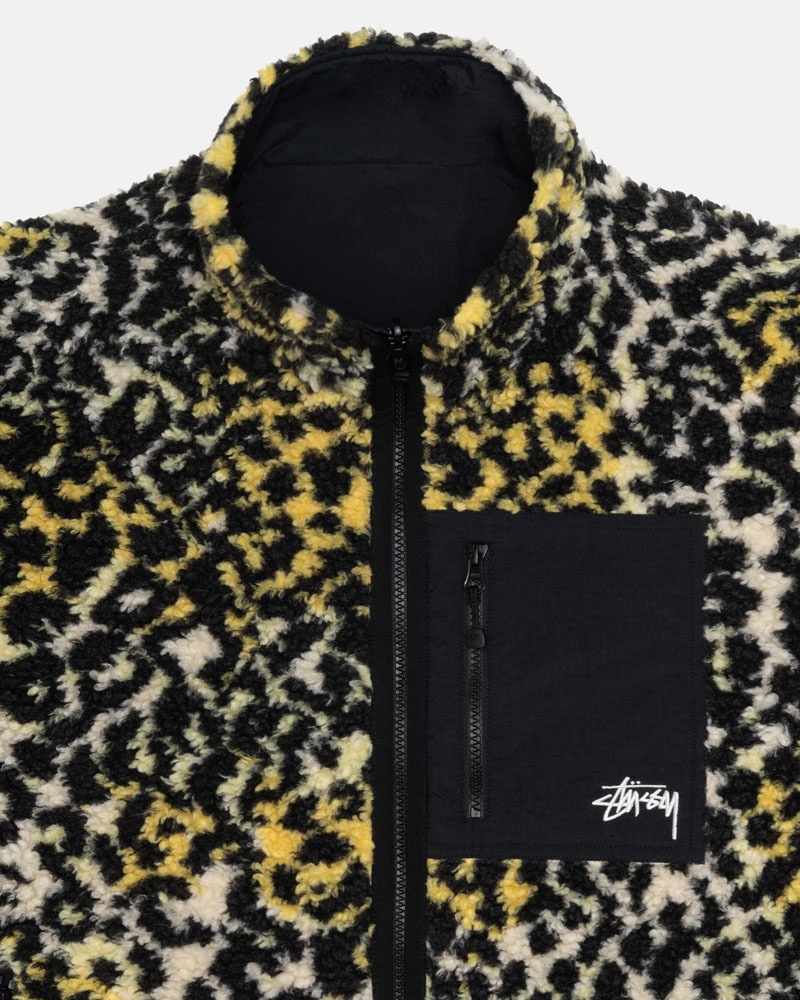 Stüssy Sherpa Reversible Jacka Leopard | Sverige 758GVUTIK