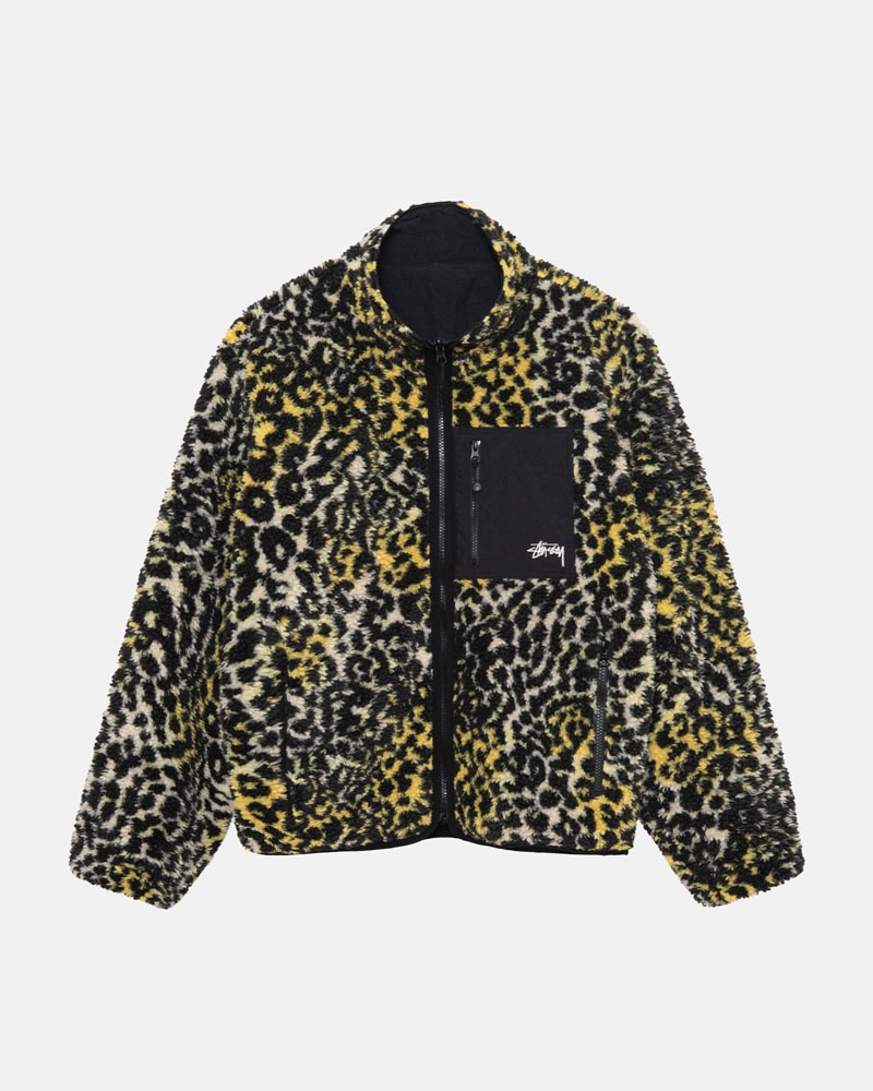 Stüssy Sherpa Reversible Jacka Leopard | Sverige 758GVUTIK