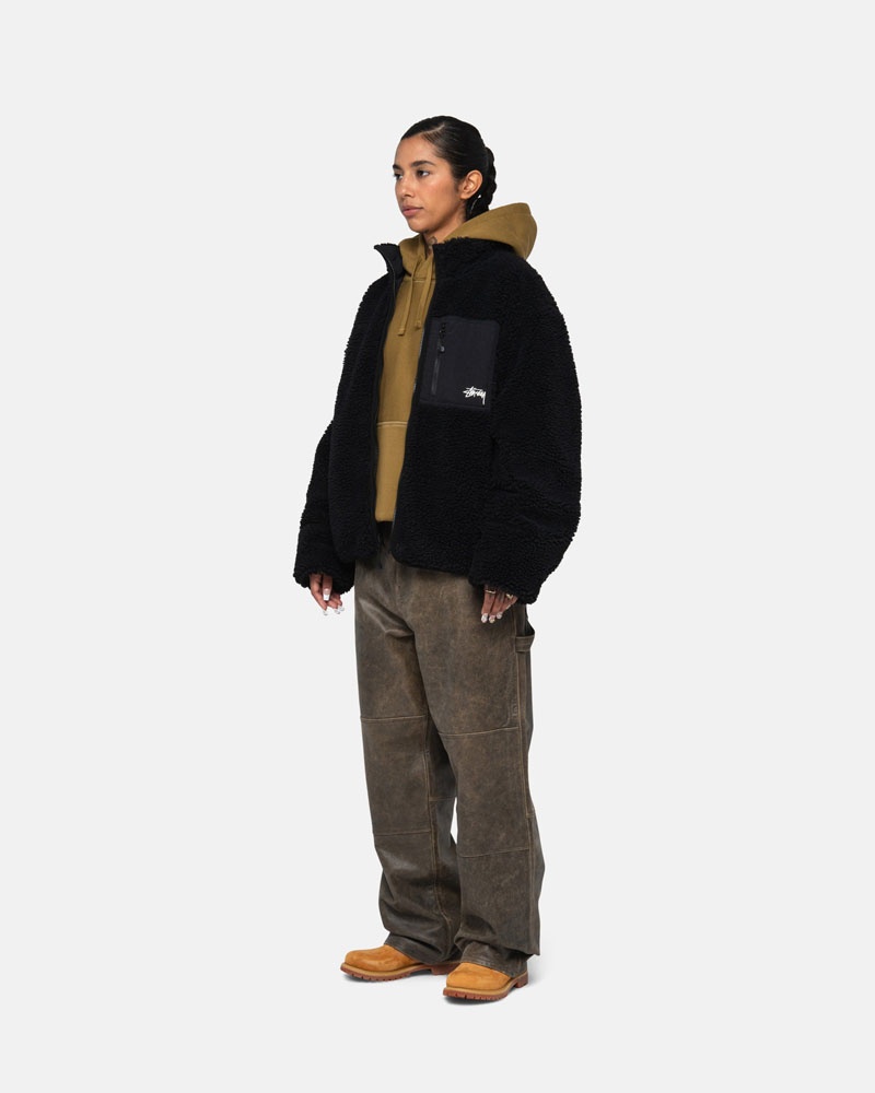 Stüssy Sherpa Reversible Jacka Svarta | Sverige 975MCNUOA