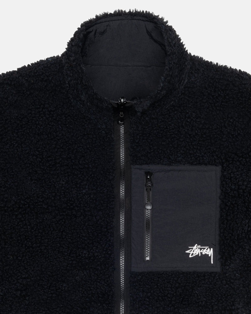 Stüssy Sherpa Reversible Jacka Svarta | Sverige 975MCNUOA