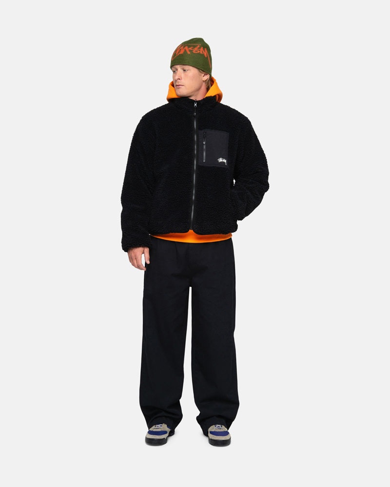 Stüssy Sherpa Reversible Jacka Svarta | Sverige 975MCNUOA