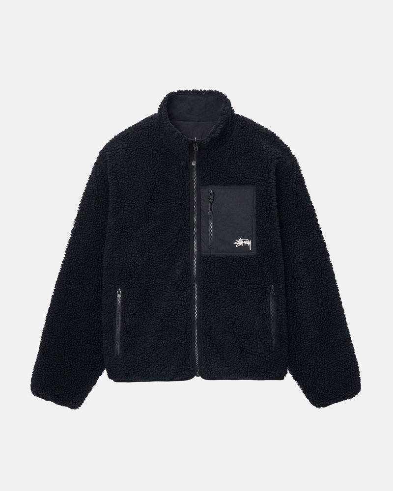 Stüssy Sherpa Reversible Jacka Svarta | Sverige 975MCNUOA