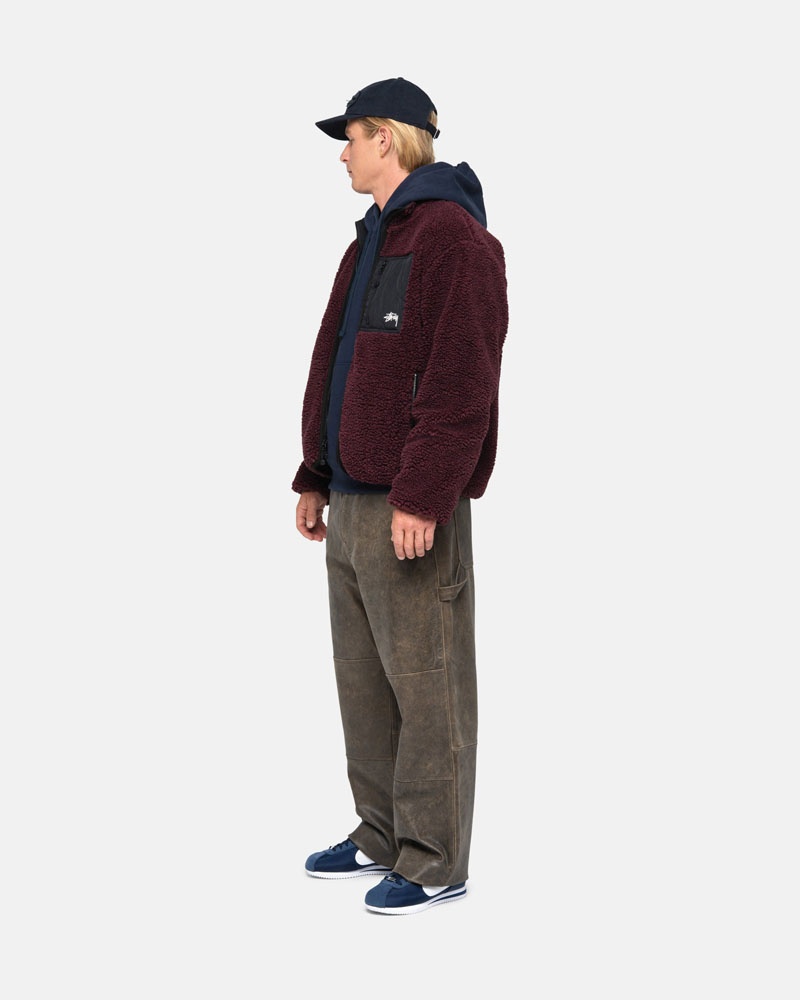 Stüssy Sherpa Reversible Jacka Vinröda | Sverige 695DHXZRM