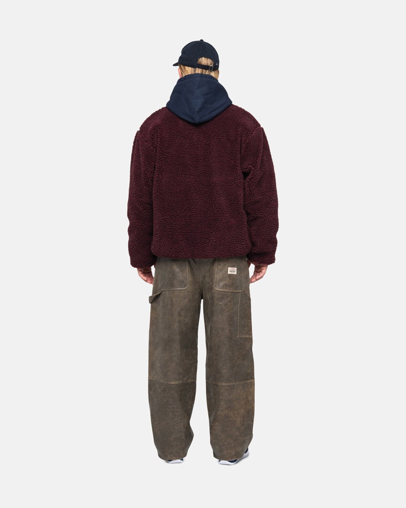 Stüssy Sherpa Reversible Jacka Vinröda | Sverige 695DHXZRM