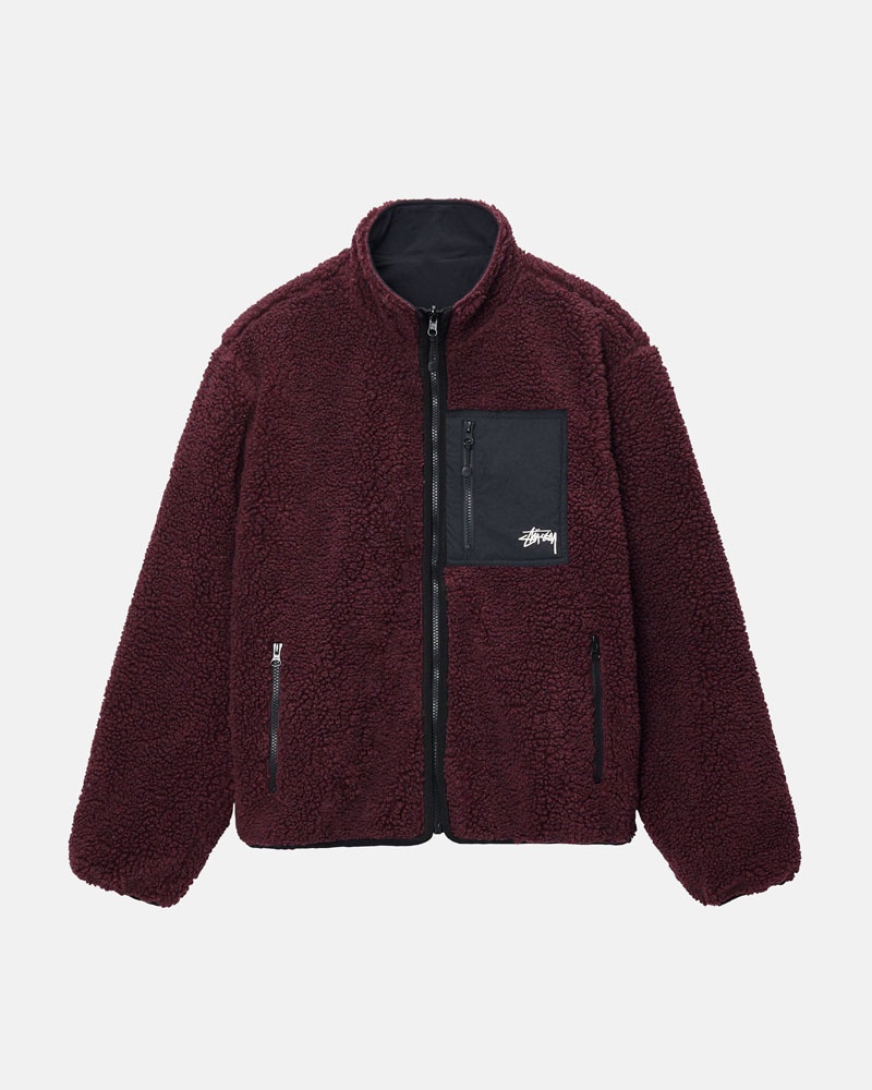 Stüssy Sherpa Reversible Jacka Vinröda | Sverige 695DHXZRM