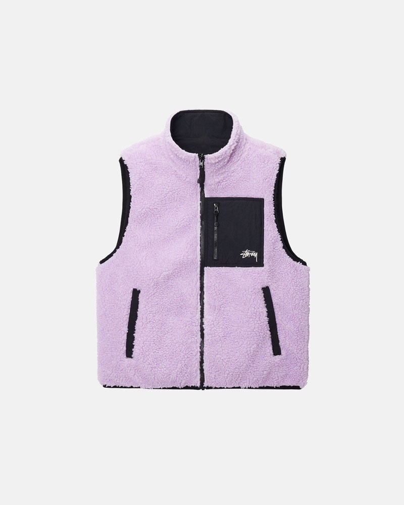 Stüssy Sherpa Reversible Väst Lavendel | Sverige 057RDONIH