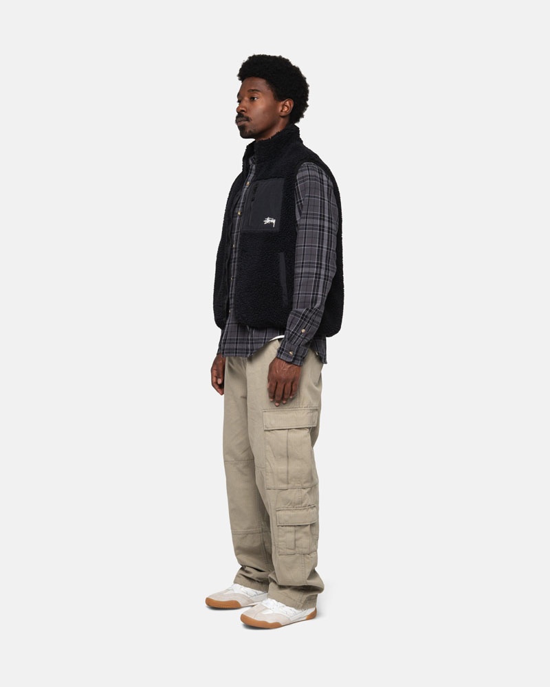 Stüssy Sherpa Reversible Väst Svarta | Sverige 024OLHGWZ