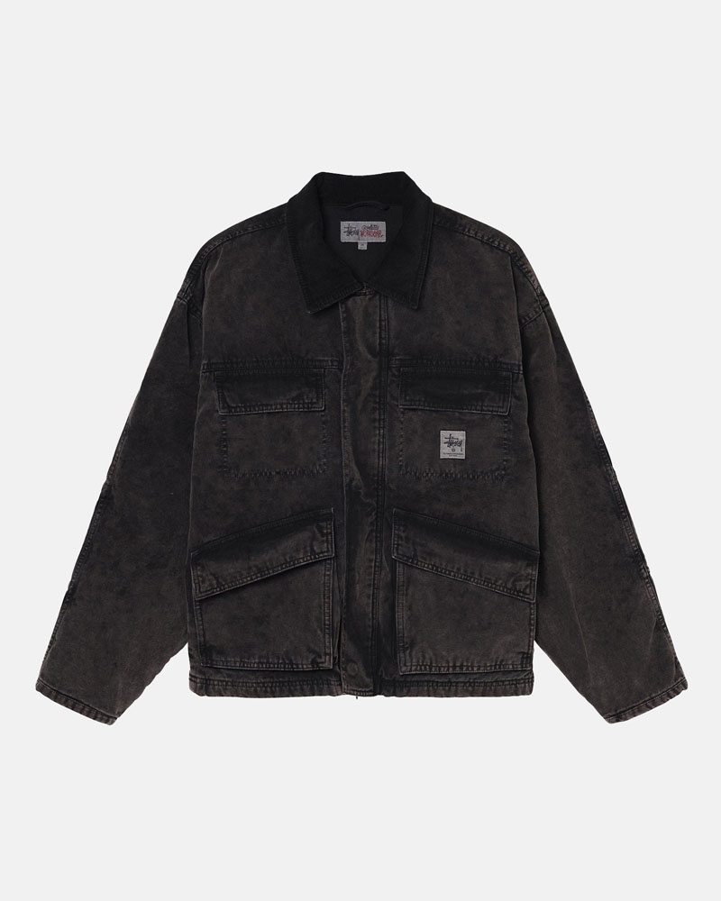 Stüssy Shop Washed Canvas Jacka Svarta | Sverige 816YJXPWO