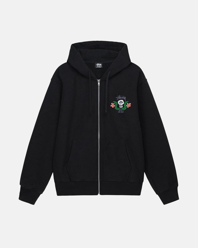 Stüssy Skull Crest Zip Hoodie Svarta | Sverige 251RDZLOK