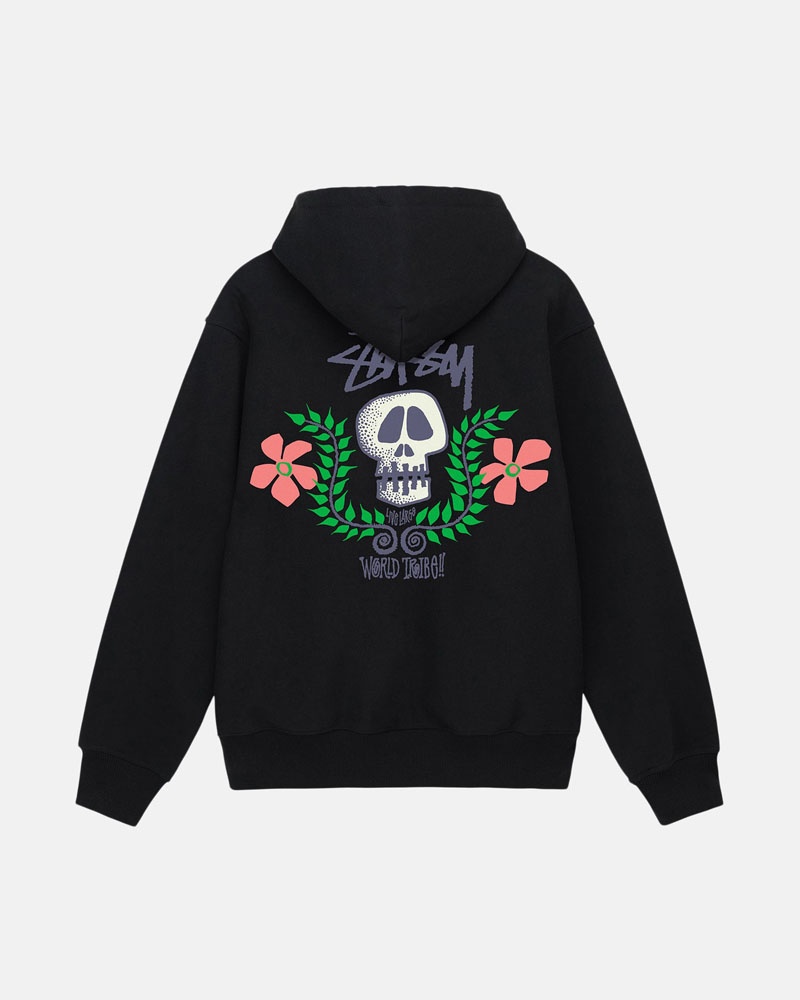 Stüssy Skull Crest Zip Hoodie Svarta | Sverige 251RDZLOK