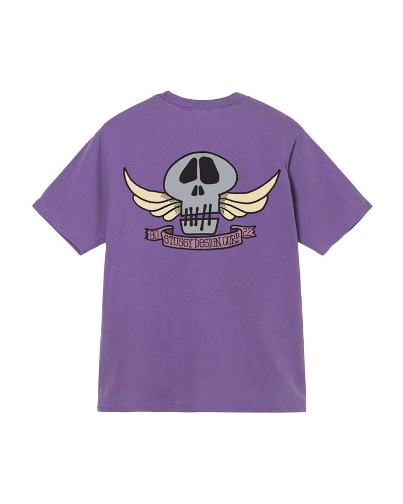 Stüssy Skull Wings Pigment Dyed T-shirt Lila | Sverige 139LEIJCZ