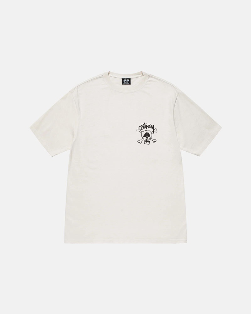 Stüssy Skull & Bones Pigment Dyed T-shirt Vita | Sverige 520PBVAED