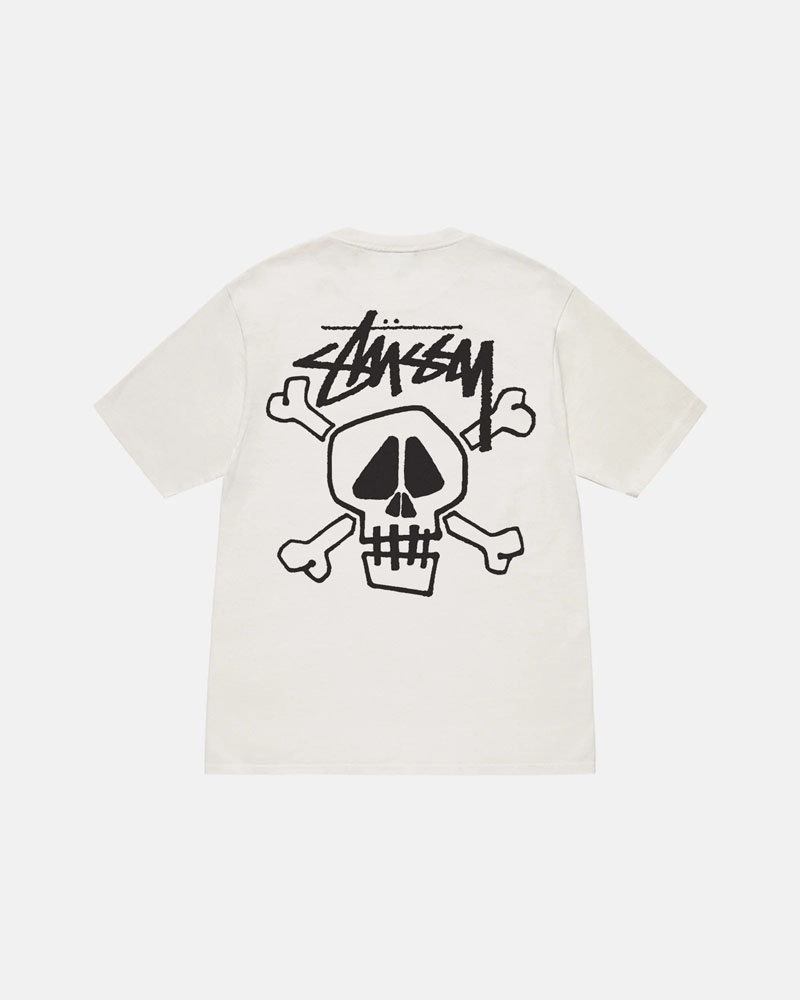 Stüssy Skull & Bones Pigment Dyed T-shirt Vita | Sverige 520PBVAED