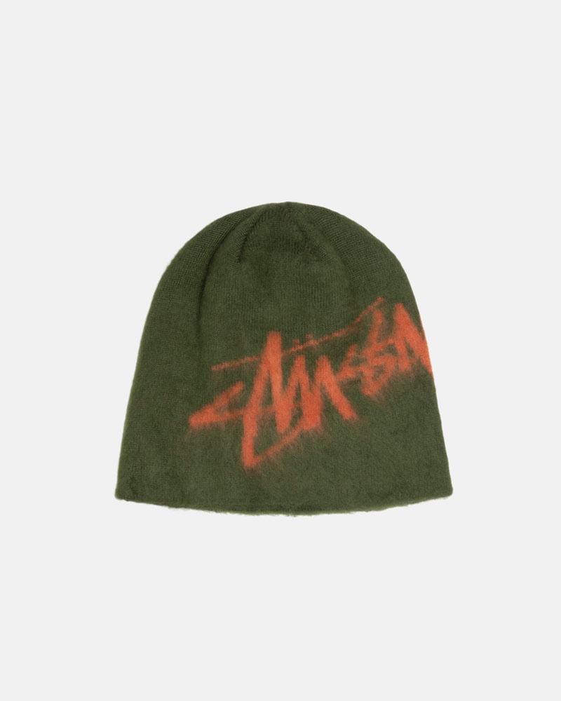 Stüssy Skullcap Brushed Out Stock Mössa Olivgröna | Sverige 893TZAIFL