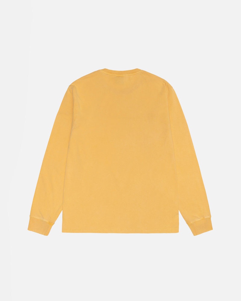 Stüssy Small Stock LS Pigment Dyed T-shirt Orange | Sverige 106MPAKVD